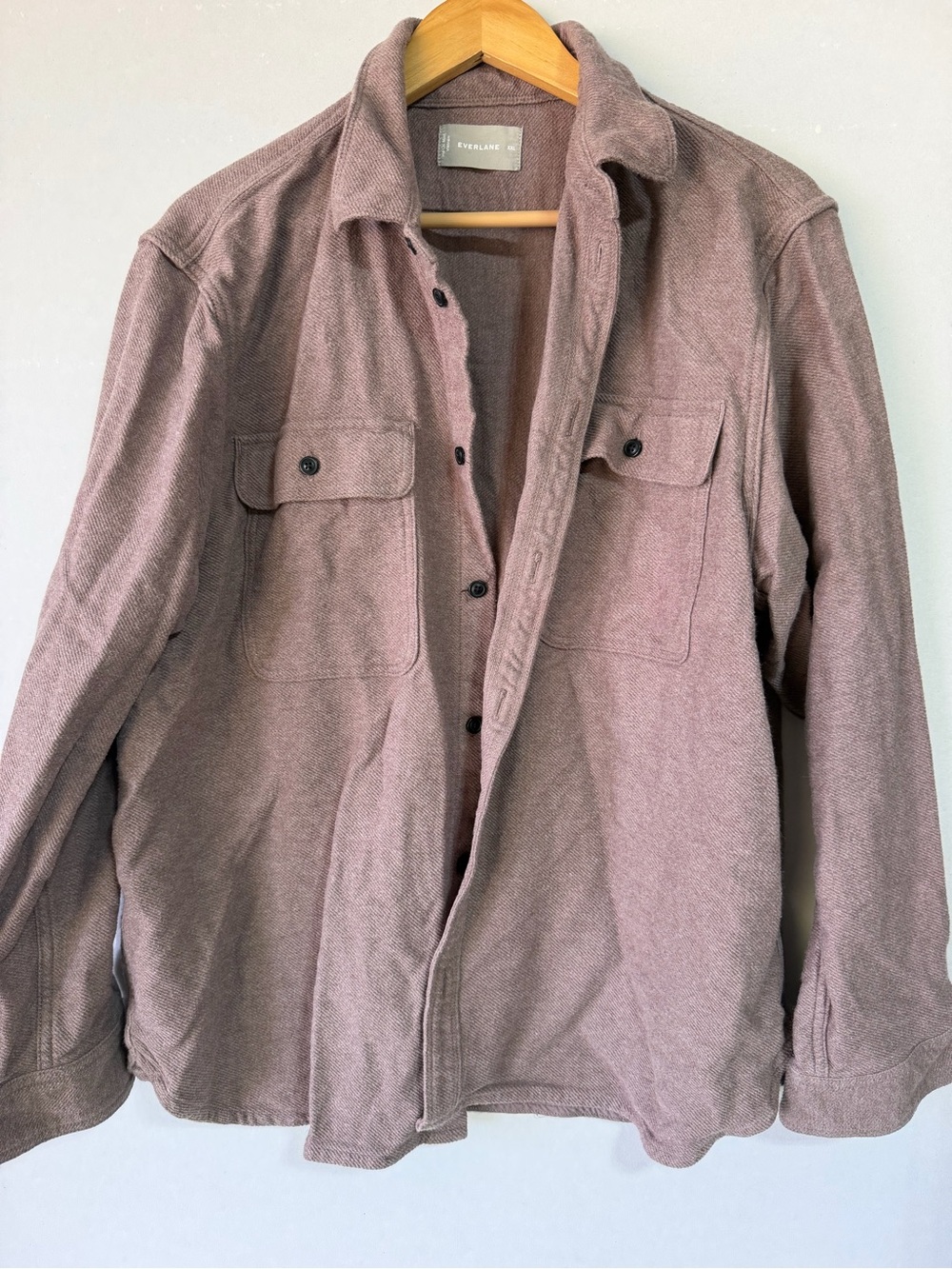 Everlane Mauve Button-Front Overshirt Jacket